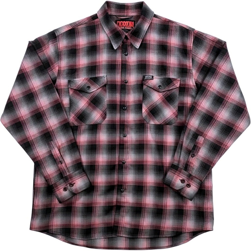 Dixxon Flannel Arizona Super Show Shirt Men 2XL Black Red Grey Plaid Button Down